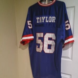 Mitchell & Ness Blue Red White "Taylor 56" Football Jersey SOME STAINS On Front